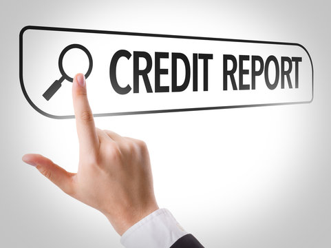 Credit Report Written In Search Bar On Virtual Screen