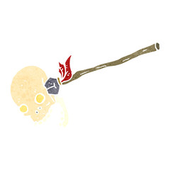 retro cartoon spear with skull
