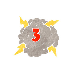 retro cartoon thundercloud with number