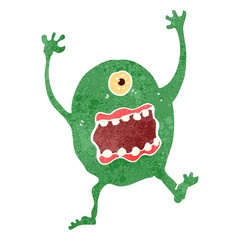 retro cartoon alien monster
