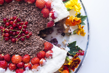 Berries and flower cream cake