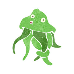 retro cartoon jellyfish