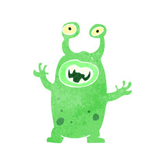 retro cartoon alien monster