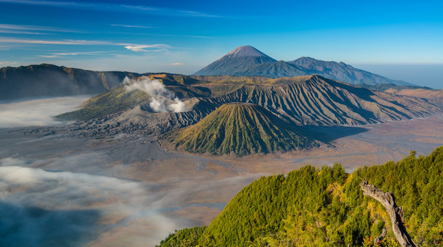 Mount Bromo volcano during sunrise, East Java, Indonesia.