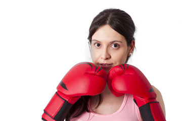 Girl with boxing gloves