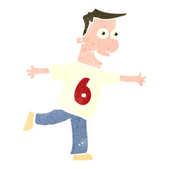 retro cartoon man in sports shirt with number