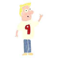 retro cartoon man in sports shirt with number
