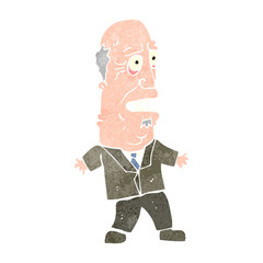retro cartoon frightened old man