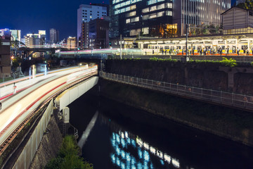 Fototapeta na wymiar Multiple train lines coverage at Ochanomizu Station, Tokyo, Japan