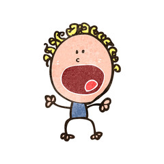 retro cartoon shocked doodle woman