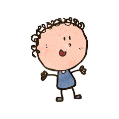 retro cartoon happy doodle woman