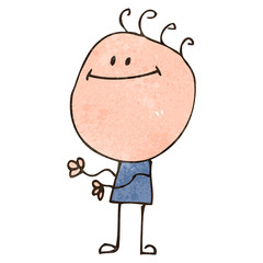 retro cartoon happy doodle boy