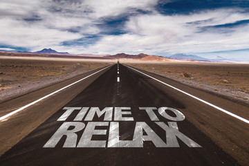 Time to Relax written on desert road