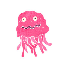 retro cartoon frightened jellyfish