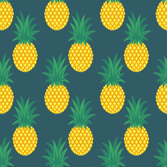 Seamless pineapple pattern. Vector pineapple background. Cute summer fruit illustration. Exotic summer concept.