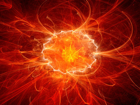 Red fiery explosion in space
