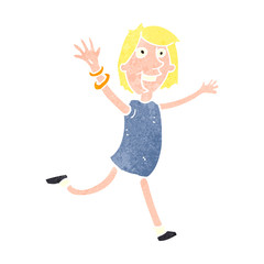 retro cartoon cartoon excited woman
