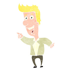 retro cartoon man pointing and laughing