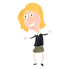 retro cartoon happy woman