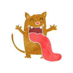 retro cartoon cat sticking out tongue