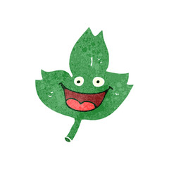 retro cartoon leaf character