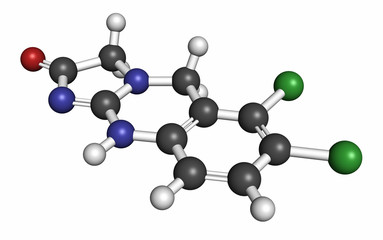 Anagrelide essential thrombocytosis drug molecule. 