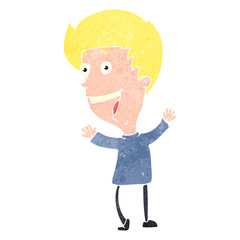 retro cartoon happy blond boy