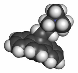 Cyclobenzaprine muscle spasm drug molecule. 