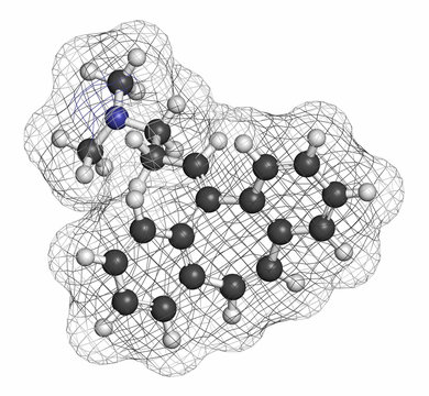 Cyclobenzaprine muscle spasm drug molecule. 