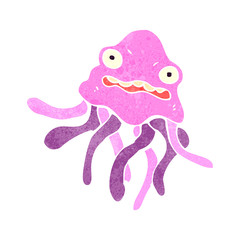 retro cartoon jellyfish