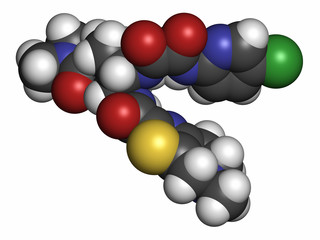Edoxaban anticoagulant drug molecule (direct FXa inhibitor). 