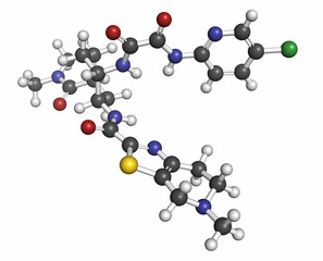 Edoxaban anticoagulant drug molecule (direct FXa inhibitor). 