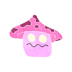 retro cartoon magic mushroom character