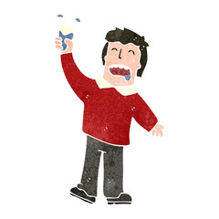 retro cartoon man raising a toast
