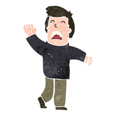 retro cartoon waving