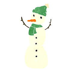 retro cartoon snowman