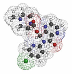 Eszopiclone hypnotic drug molecule (sleeping pill). 