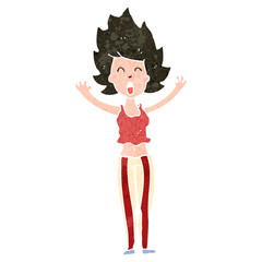retro cartoon frightened woman