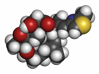 Ixabepilone (azaepothilone B) cancer drug molecule. 