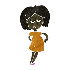 retro cartoon happy pregnant woman