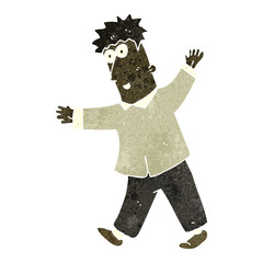 retro cartoon man waving arms