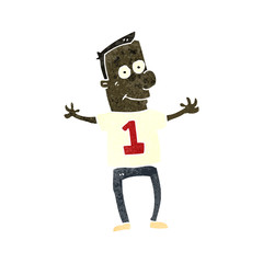 retro cartoon man in numbered sports shirt