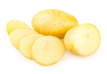 Naklejka na ściany i meble fresh potatoes isolated on white background
