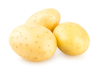 fresh potatoes isolated on white background