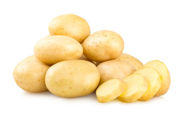 fresh potatoes isolated on white background