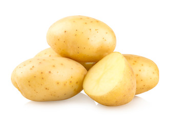 fresh potatoes isolated on white background