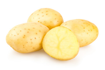 fresh potatoes isolated on white background