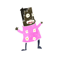 retro cartoon stressed woman