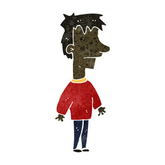 retro cartoon boy standing still