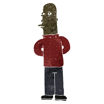 retro cartoon suspiscious man